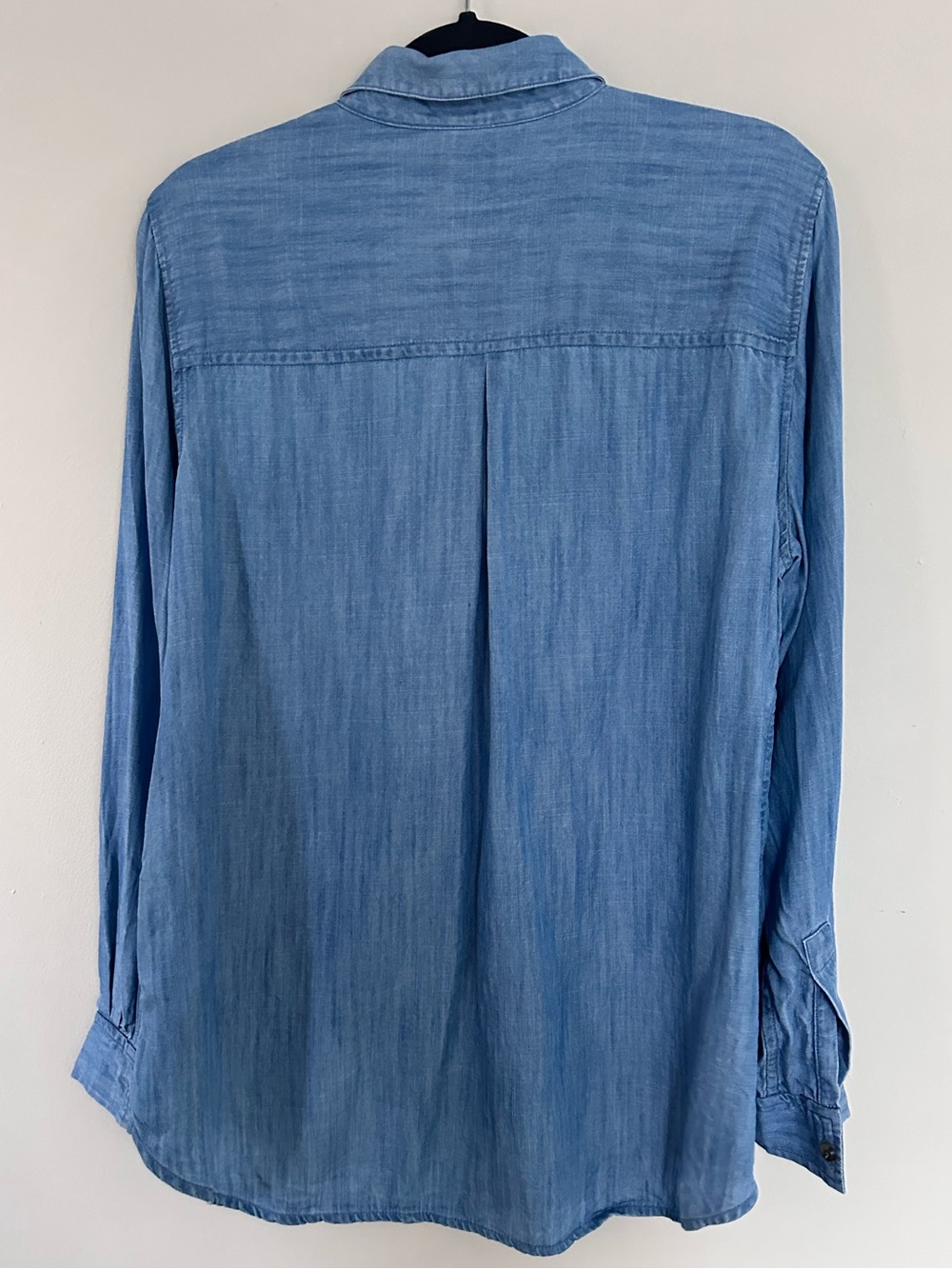 Lands’ End Chambray Lyocell Popover Top Utility Coastal Grandma - Picture 3 of 6